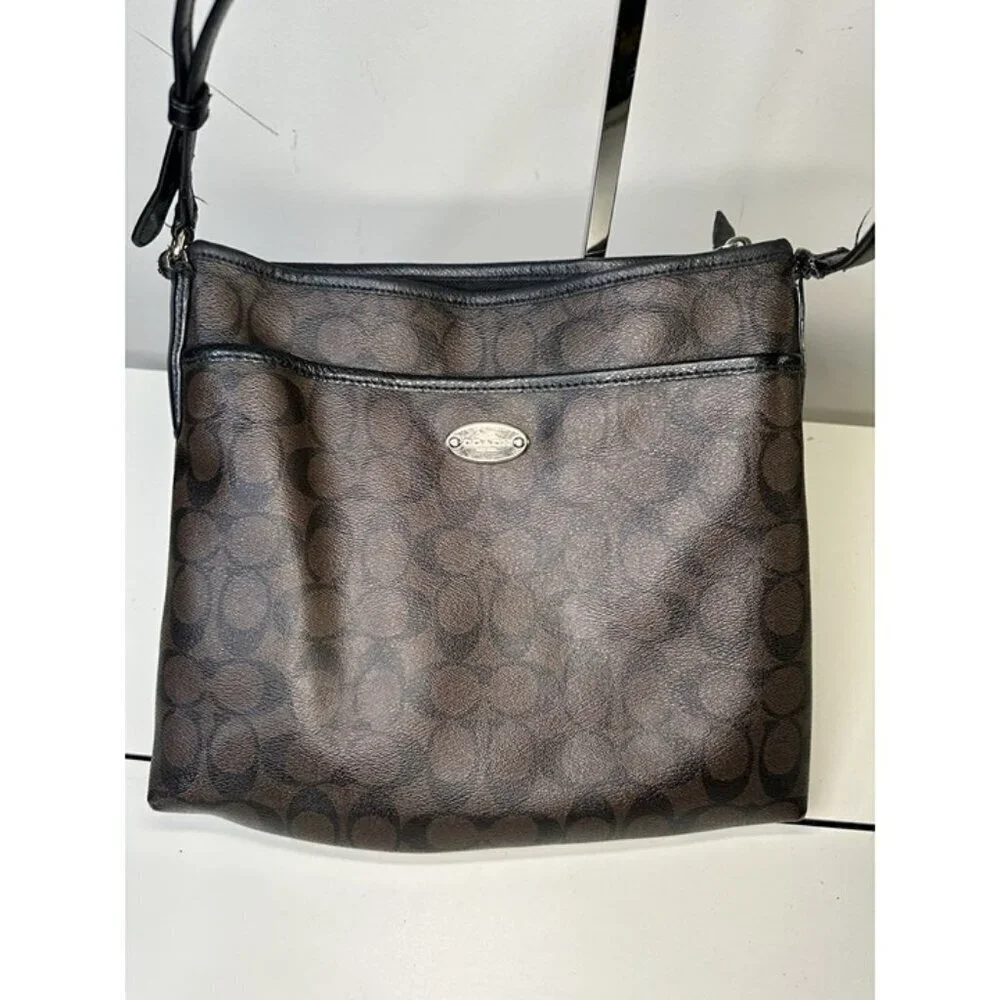 Coach Crossbody Leather Bag - Dark Brown